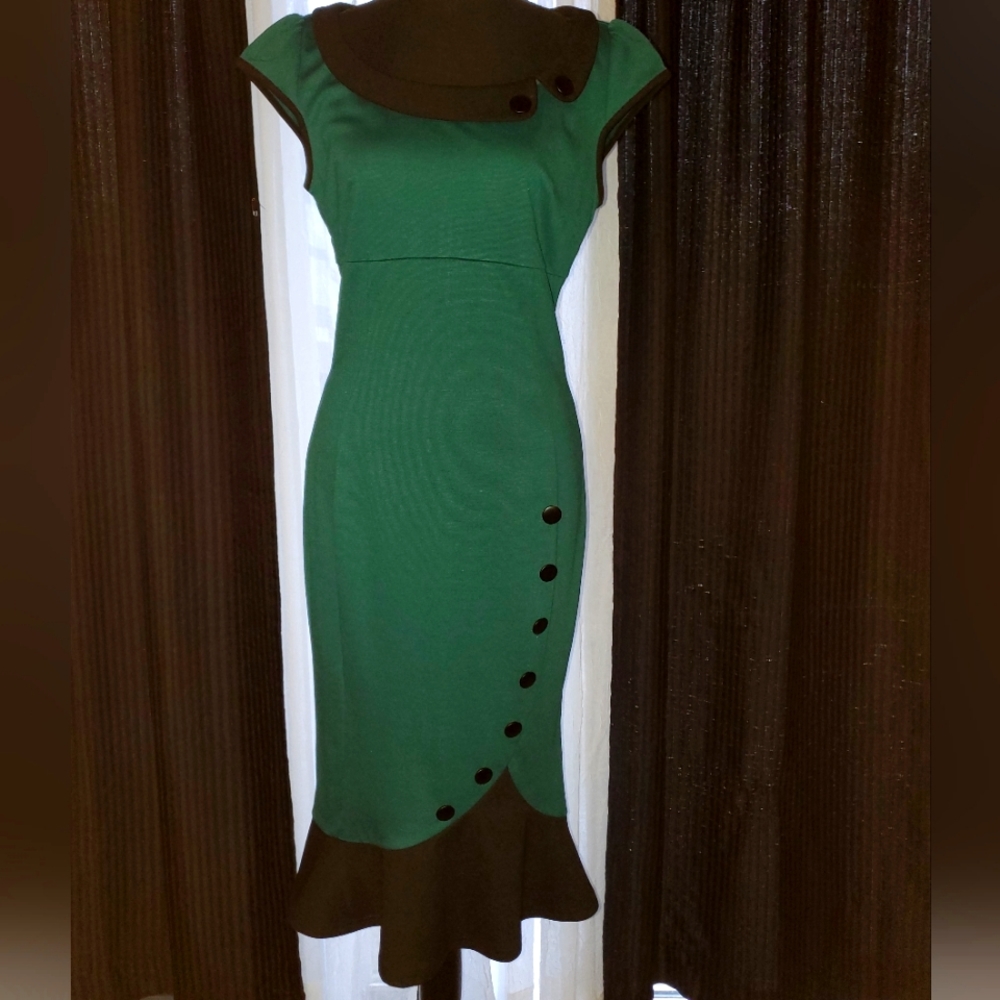 VF Emage Dark Jade Vintage Style Wiggle Dress SIZE 12
